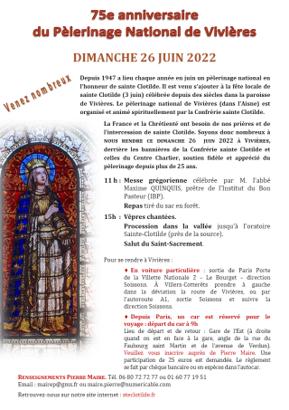 Thumbnail_Association Universelle des Amis de Jeanne d'ARC - PELERINAGE DE VIVIERES - DIMANCHE 26 JUIN 2022