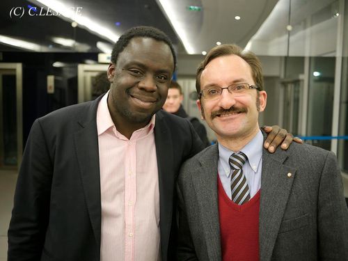 Jean-Pierre Renard et Stéphane Tiki au siège de l'UMP à Paris